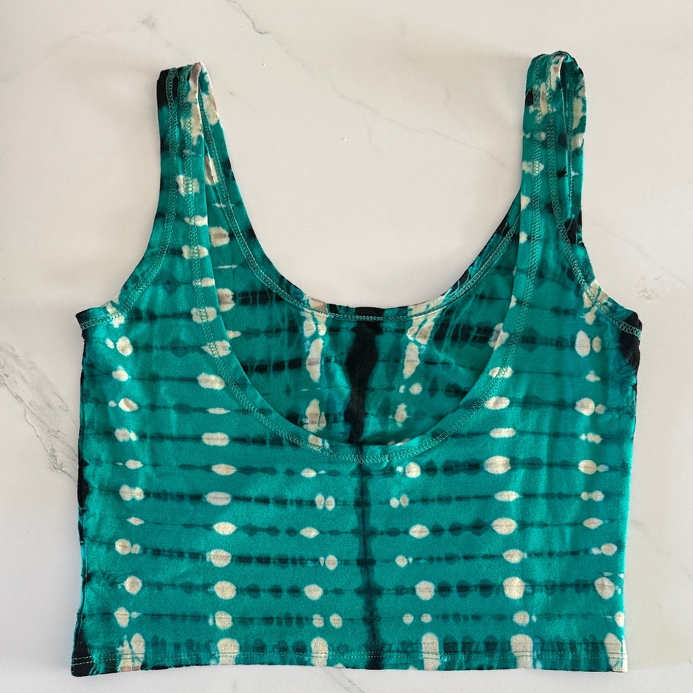 Teal and White Tie-Dye Women's Top
